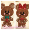 Gingerbread Mickey and Minnie Cookie Applique Design Set