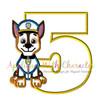 Pup Patrol Chasie Five  Applique Design