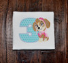 Paw Patrol Skye Number Three Applique Design