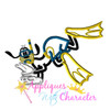 Scuba Snorkel Goofy Applique Embroidery Design