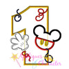 Mickey Mouse Number One Applique Embroidery Design