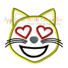 Love Cat Emoji Applique Embroidery Design