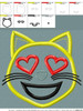 Love Cat Emoji Applique Design