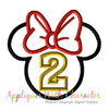 Minnie Mouse Head Number Two Applique Design