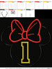 Minnie Mouse Head Number One Applique Design