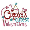 Cupid's Cutest Valentine Saying Embroidery Design