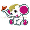 Elephant with Butterfly Applique Embroidery Design