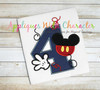 Mickey Mouse Number Four Applique Design