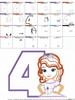 Sofia First Number Four Applique Embroidery Design