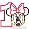 Minnie Mouse Number One Applique Embroidery Design