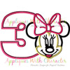 Minnie Mouse Number Three Applique Design