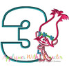 Trolls Poppy Number Three Block Applique Design