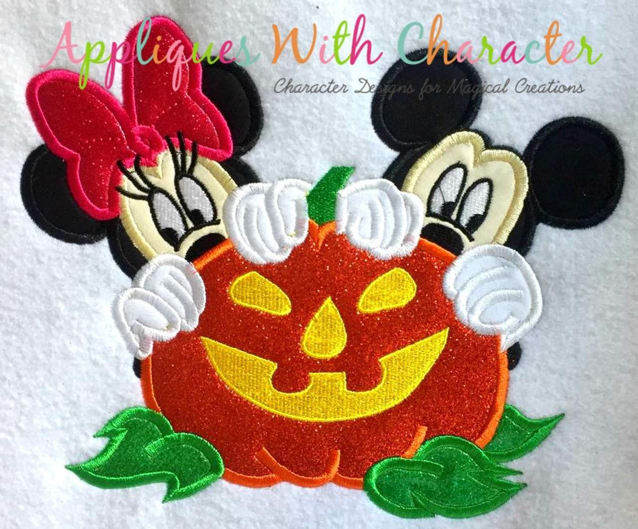 Mickey Minnie Halloween Pumpkin Applique Design By Appliques With