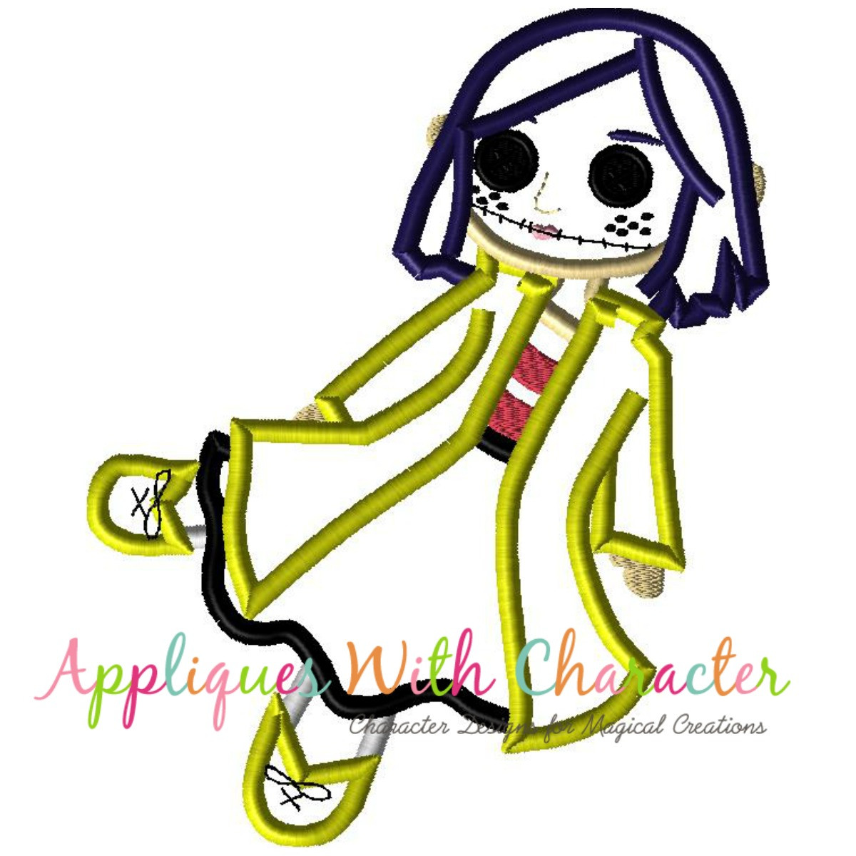 Coraline Doll Applique Design By Appliques With Character