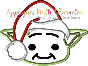 Yoda Star Battles with Santa Hat Applique Design