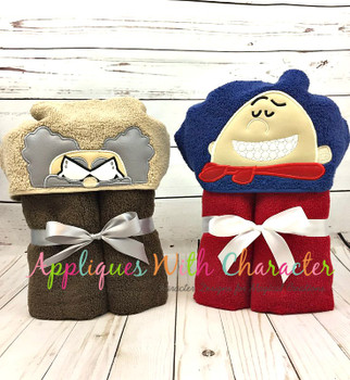 Professor Messy Pants & Captain Underwear Peeker Applique Designs
