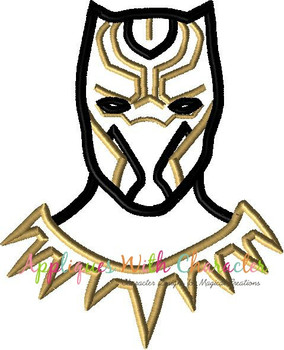 Black Panther Bust Applique Embroidery Design