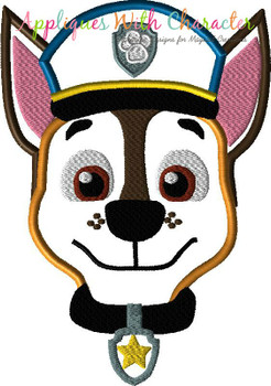Paw Chasie Patrol Pup Full Face Applique Design
