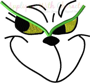 Christmas Grinch Face Applique Embroidery Design