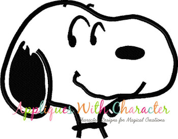 Peanuts Snoopy Bust Applique Embroidery Design