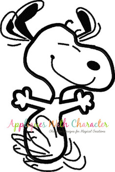 Peanut White Dog Happy Dance Applique Design