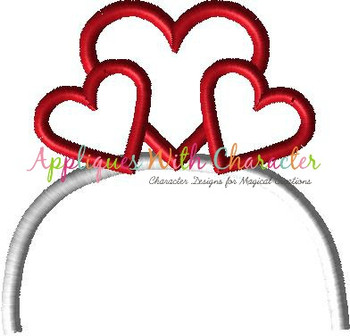 Hearts Headband Applique Embroidery Design