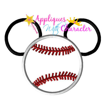 Mickey Mouse Baseball Applique Embroidery Design