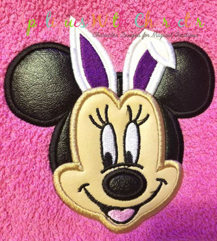 Minnie Mouse with Bunny Ears Applique Design