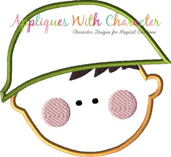 Army Man Face Applique Embroidery Design