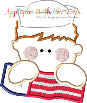 Navy Man with American Flag Applique Design Navy Man with American Flag Applique Design