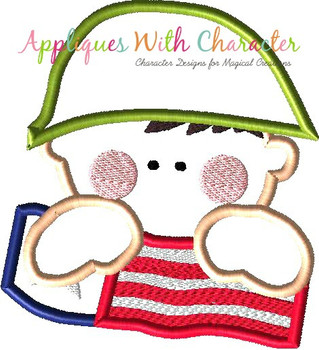 Army Man with American Flag Applique Design