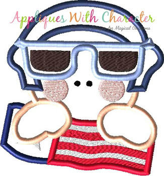 Military Men with American Flag Applique Design Set