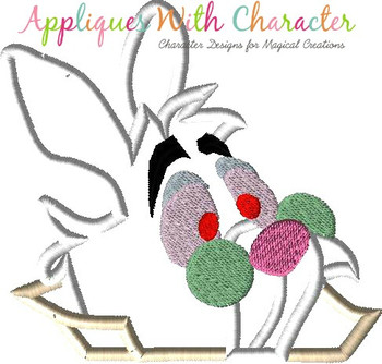 Alice Rabbit Peeker Applique Embroidery Design