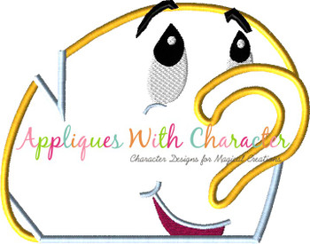 Beauty Teacup Peeker Applique Embroidery Design