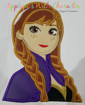 Frozen Anna Bust Applique Embroidery Design
