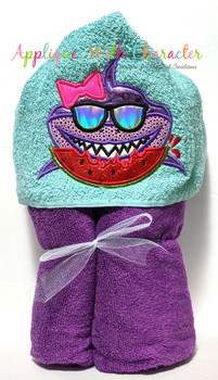 Girl Shark Applique Design