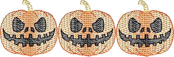Halloween Jack-o-Lantern Pumpkin Sketch Embroidery Design