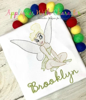 Sitting Tinkerbell Sketch Embroidery Design
