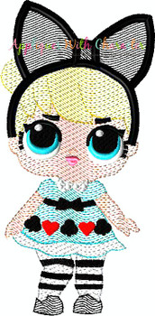 Alice Wonderland Doll Sketch Embroidery Design