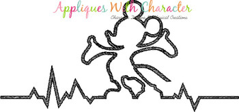 Mr. Mouse Standing Heartbeat Sketch Embroidery Design