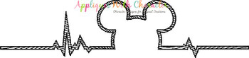 Mickey Mouse Ears Heartbeat Sketch Embroidery Design