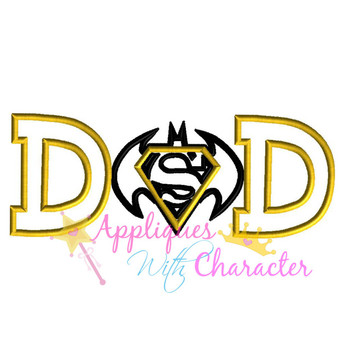 Bat Hero Super Hero Dad Applique Embroidery Design
