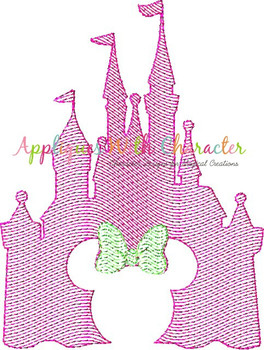 Minnie Mouse in Castle Sketch Embroidery Design