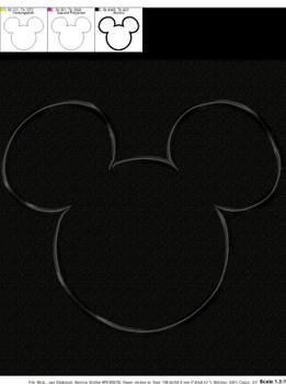 Mickey Mouse Head Outline Applique Design