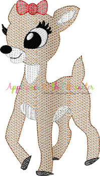 Rudolph and Clarice Reindeer Sketch Embroidery Design