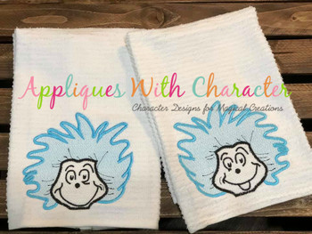 Thing 1 and Thing 2  Peeker Sketch Embroidery Design