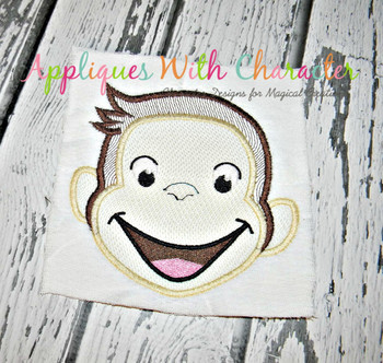 Curious Monkey Full Face Sketch Embrodiery Design