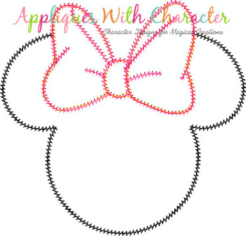 Minnie Mouse Head Outline ZZ Applique Design