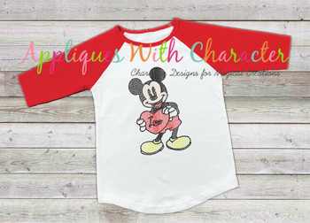 Mickey Mouse with Heart Sketch Embroidery Design