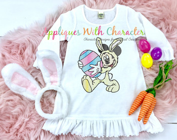 Mickey Mouse in Bunny Costume Sketch Embroidery Design